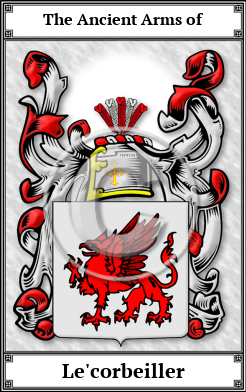 Le'corbeiller Family Crest Download (JPG)  Book Plated - 150 DPI
