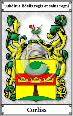 Corliss Family Crest Download (JPG)  Book Plated - 150 DPI