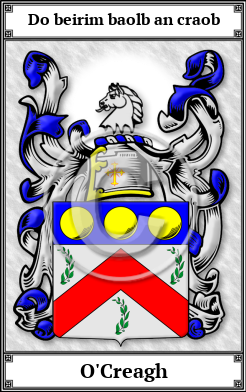O'Creagh Family Crest Download (JPG)  Book Plated - 150 DPI