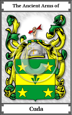 Cuda Family Crest Download (JPG)  Book Plated - 150 DPI