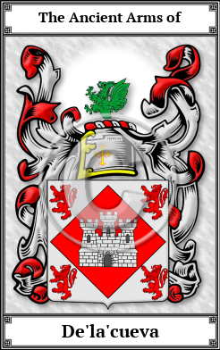 De'la'cueva Family Crest Download (JPG)  Book Plated - 150 DPI