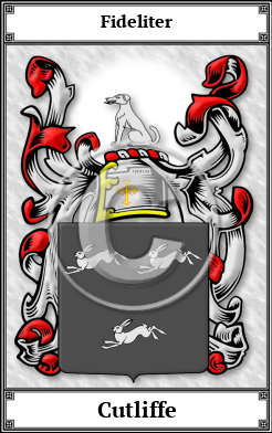 Cutliffe Family Crest Download (JPG)  Book Plated - 150 DPI