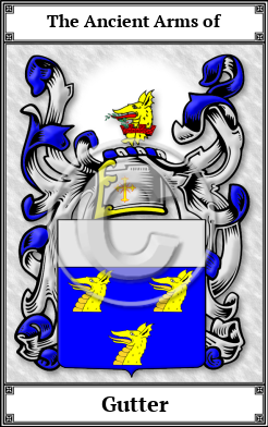Gutter Family Crest Download (JPG) Book Plated - 600 DPI