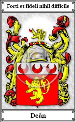 Deàn Family Crest Download (JPG) Book Plated - 600 DPI