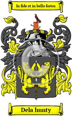 Dela hunty Family Crest/Coat of Arms