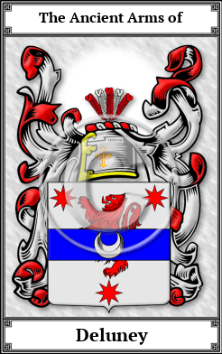 Deluney Family Crest Download (JPG)  Book Plated - 150 DPI