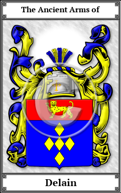 Delain Family Crest Download (JPG)  Book Plated - 150 DPI