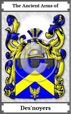 Des'noyers Family Crest Download (JPG)  Book Plated - 150 DPI