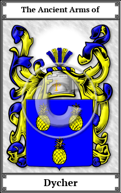 Dycher Family Crest Download (JPG) Book Plated - 600 DPI