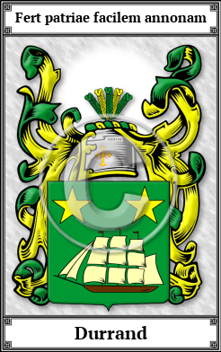 Durrand Family Crest Download (JPG)  Book Plated - 150 DPI