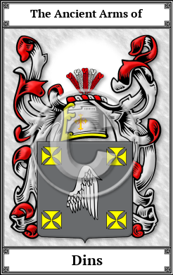 Dins Family Crest Download (JPG)  Book Plated - 150 DPI