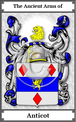 Anticot Family Crest Download (JPG)  Book Plated - 150 DPI