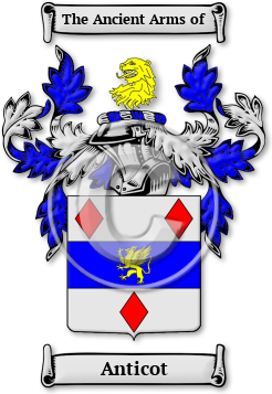 Anticot Family Crest Download (jpg) Legacy Series - 150 DPI