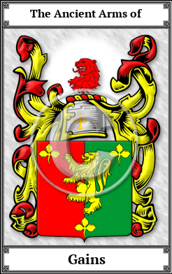 Gains Family Crest Download (JPG)  Book Plated - 150 DPI