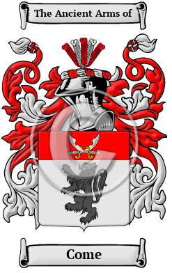 Come Family Crest Download (JPG) Heritage Series - 600 DPI