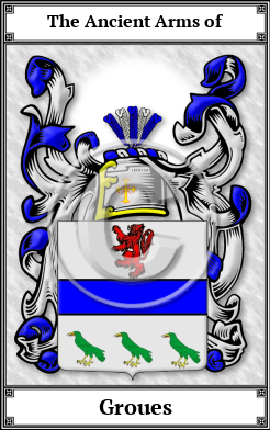 Groues Family Crest Download (JPG)  Book Plated - 150 DPI