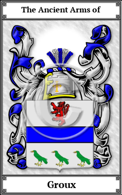 Groux Family Crest Download (JPG)  Book Plated - 150 DPI