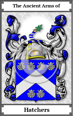 Hatchers Family Crest Download (JPG)  Book Plated - 150 DPI