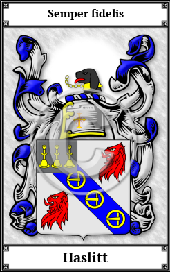 Haslitt Family Crest Download (JPG)  Book Plated - 150 DPI