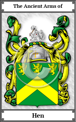 Hen Family Crest Download (JPG)  Book Plated - 150 DPI
