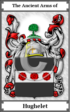 Hughelet Family Crest Download (JPG)  Book Plated - 150 DPI