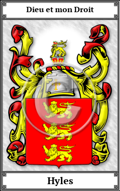 Hyles Family Crest Download (JPG) Book Plated - 600 DPI