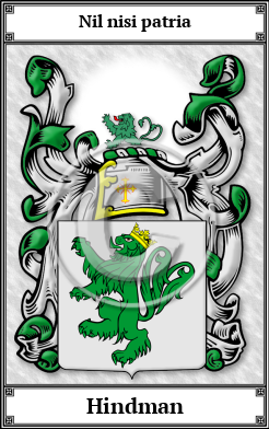 Hindman Family Crest Download (JPG)  Book Plated - 150 DPI