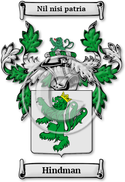 Hindman Family Crest Download (jpg) Legacy Series - 150 DPI