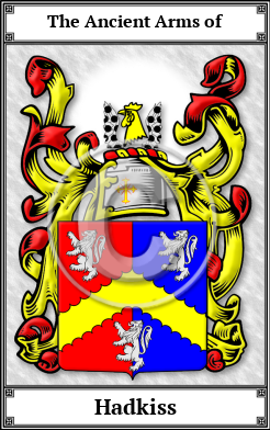 Hadkiss Family Crest Download (JPG)  Book Plated - 150 DPI