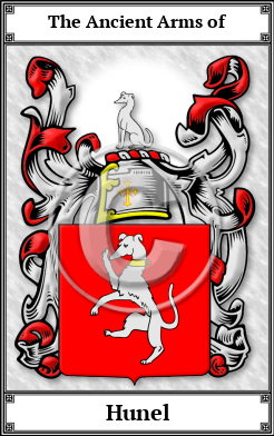 Hunel Family Crest Download (JPG)  Book Plated - 150 DPI
