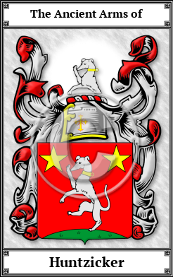 Huntzicker Family Crest Download (JPG)  Book Plated - 150 DPI