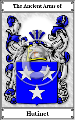 Hutinet Family Crest Download (JPG)  Book Plated - 150 DPI
