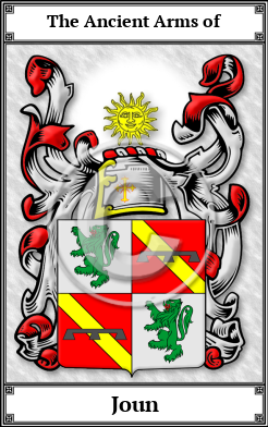 Joun Family Crest Download (JPG)  Book Plated - 150 DPI