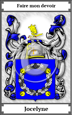 Jocelyne Family Crest Download (JPG)  Book Plated - 150 DPI