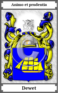 Dewet Family Crest Download (JPG)  Book Plated - 150 DPI