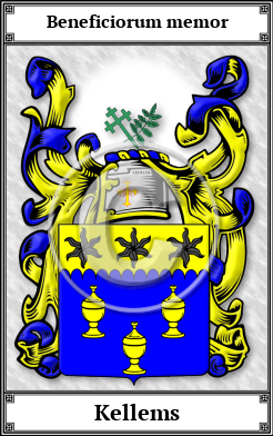 Kellems Family Crest Download (JPG)  Book Plated - 150 DPI