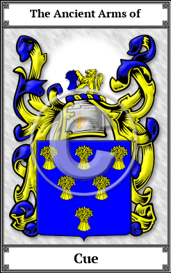 Cue Family Crest Download (JPG) Book Plated - 600 DPI