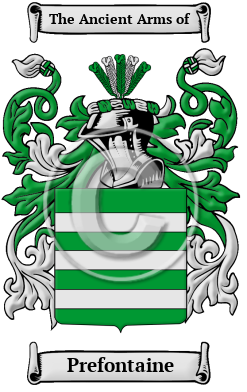 Prefontaine Family Crest/Coat of Arms