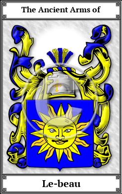 Le-beau Family Crest Download (JPG) Book Plated - 600 DPI
