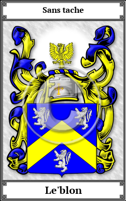 Le'blon Family Crest Download (JPG)  Book Plated - 150 DPI