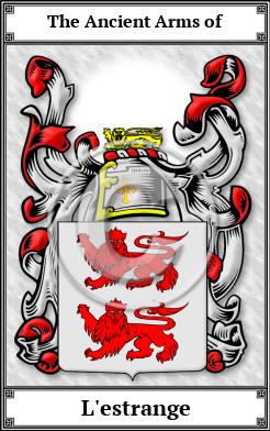 L'estrange Family Crest Download (JPG)  Book Plated - 150 DPI