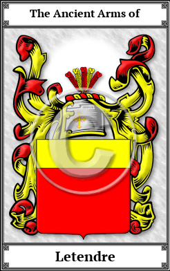 Letendre Family Crest Download (JPG) Book Plated - 600 DPI