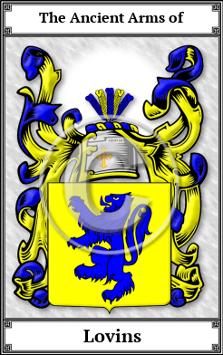 Lovins Family Crest Download (JPG) Book Plated - 600 DPI
