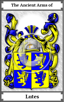 Lutes Family Crest Download (JPG)  Book Plated - 150 DPI