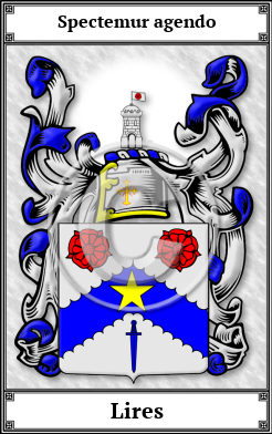 Lires Family Crest Download (JPG)  Book Plated - 150 DPI