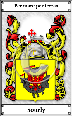 Sourly Family Crest Download (JPG)  Book Plated - 150 DPI