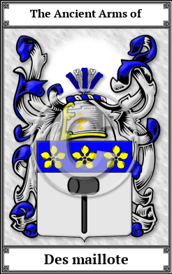 Des maillote Family Crest Download (JPG) Book Plated - 150 DPI