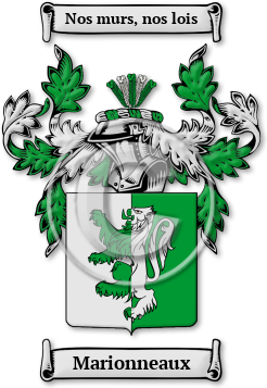 Marionneaux Family Crest Download (jpg) Legacy Series - 150 DPI