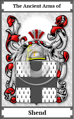 Shend Family Crest Download (JPG)  Book Plated - 150 DPI
