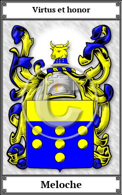 Meloche Family Crest Download (JPG)  Book Plated - 150 DPI